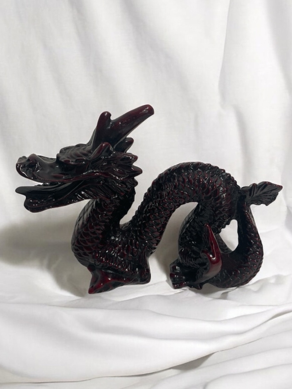 Dark Red Dragon Sculpture - Home Art Decor